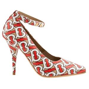 Burberry Wiltkin TB Monogram Print Leather Pumps, Brand Size 38.5 (US Size 7.5)